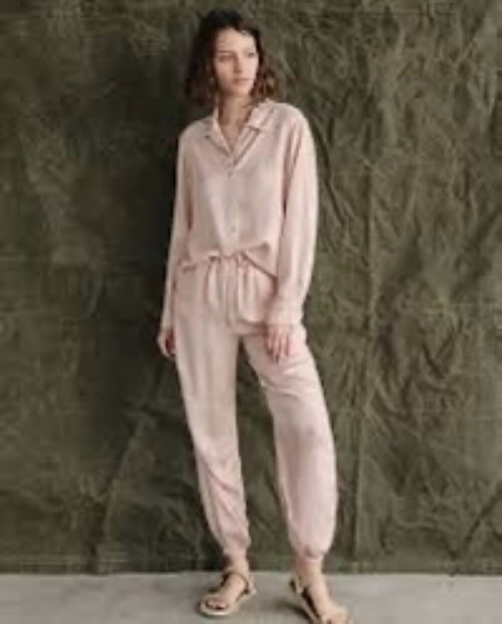 Sundry Button Up Top and Parachute Pant Set in Pink Quartz - M/L, NWT